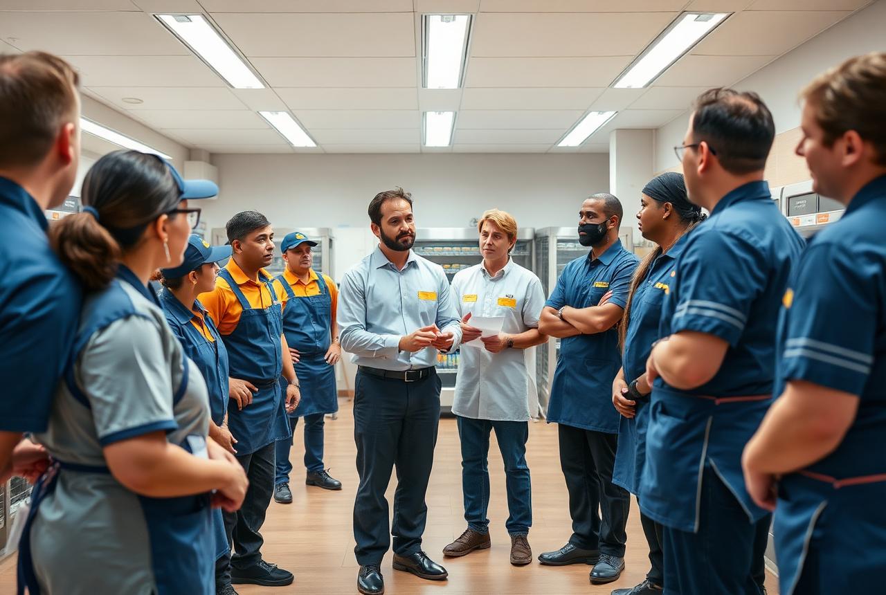 A team leader briefing a frontline operations team